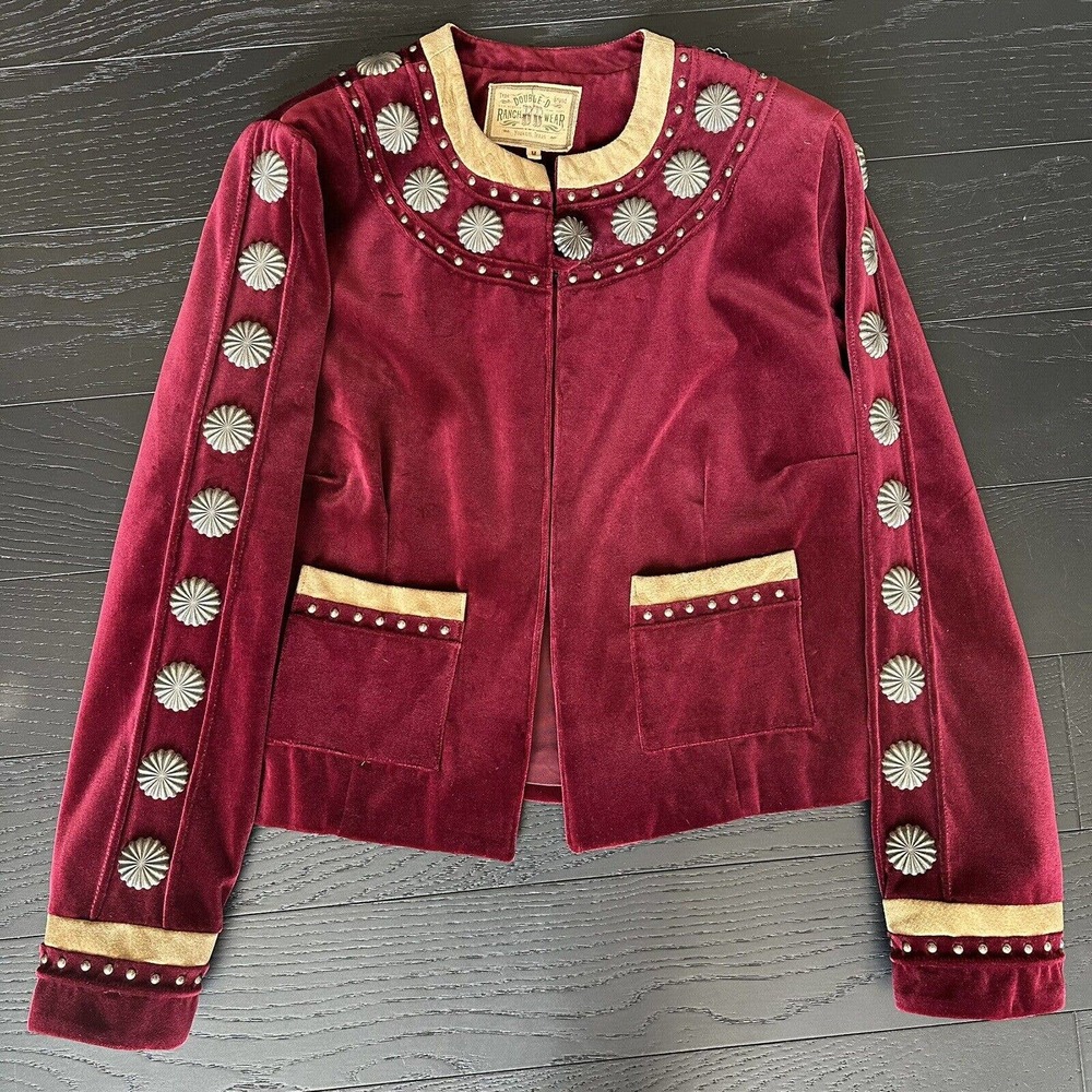 Double D Velvet Jacket Beautiful Silver Buttons Size Medium